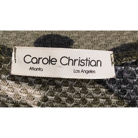 Carole Christian Women’s Top Shirt Camouflage Waffle Thermal 3/4 Sleeves Ruffle - Picture 3 of 5